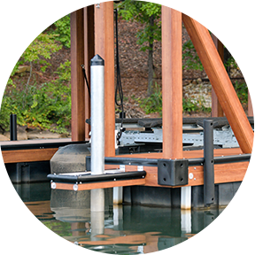 Custom dock supported by durable pilings installed by Kroeger Marine, providing stability and longevity for waterfront structures